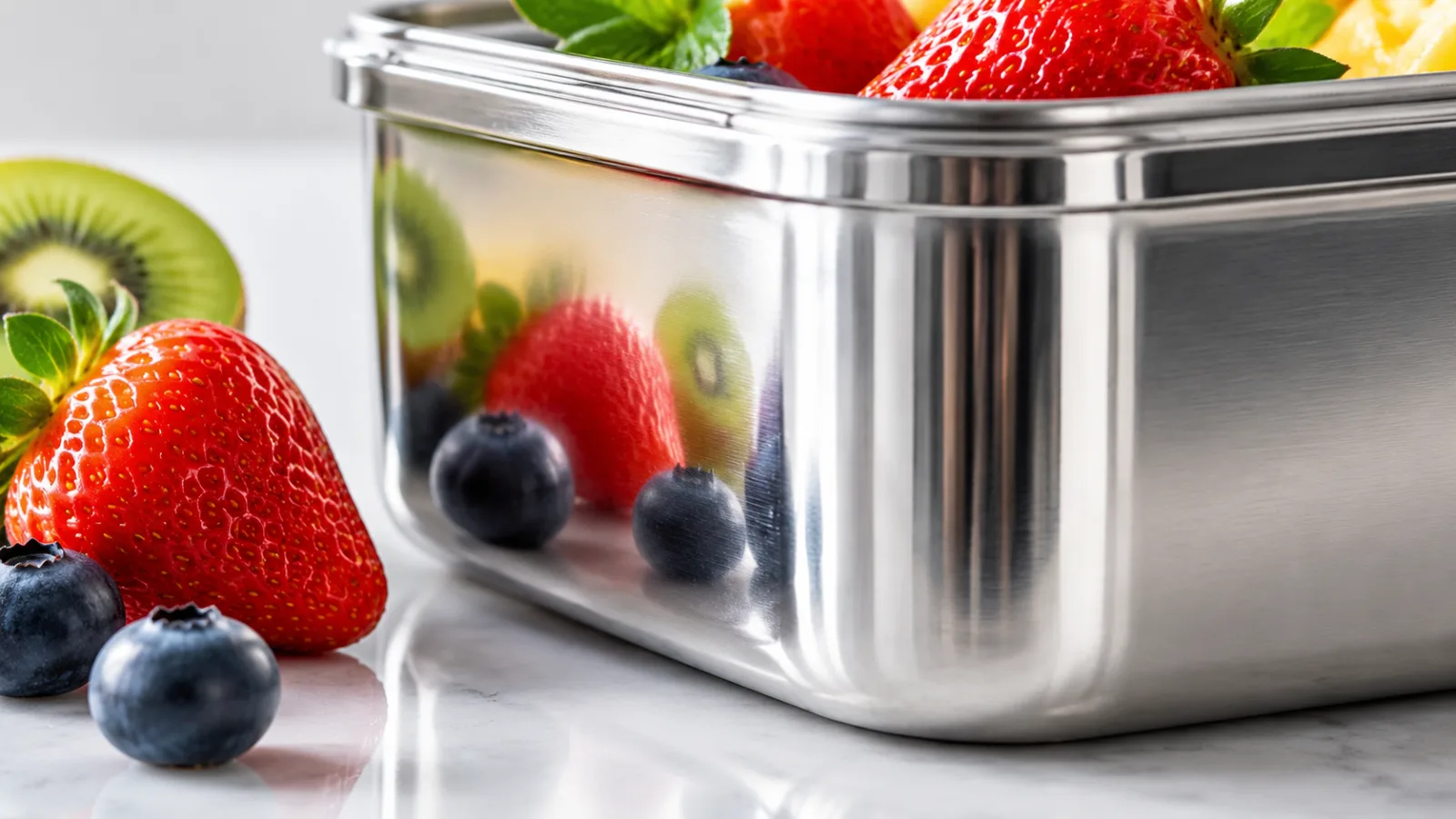 Macro of a food-grade stainless steel surface