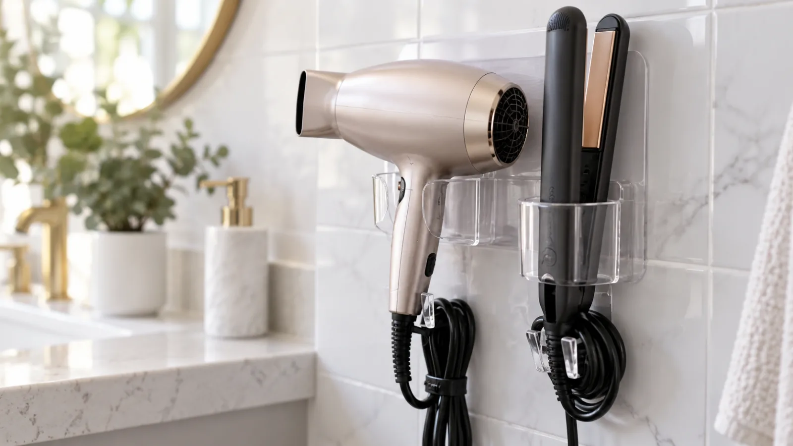 Best no-drill hair tool organizer for renters