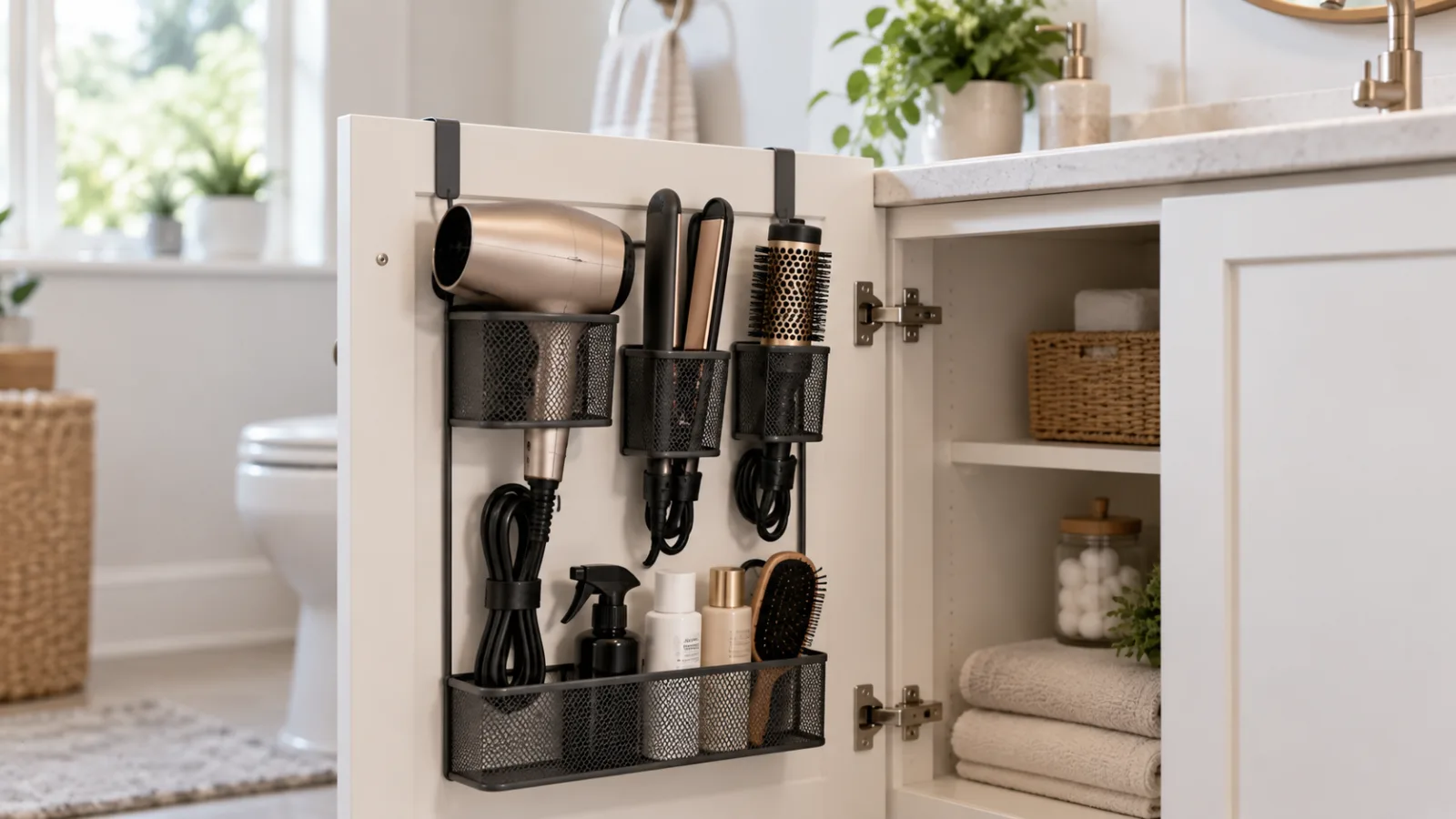 Best no-drill hair tool organizer for renters