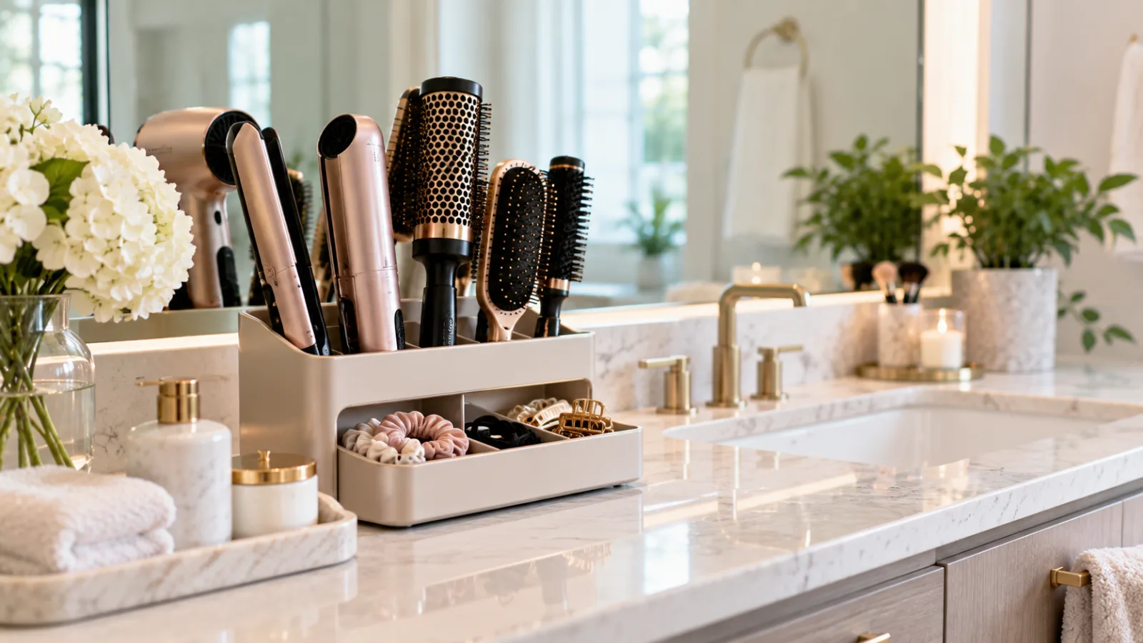 Countertop vs in-cabinet hair tool storage