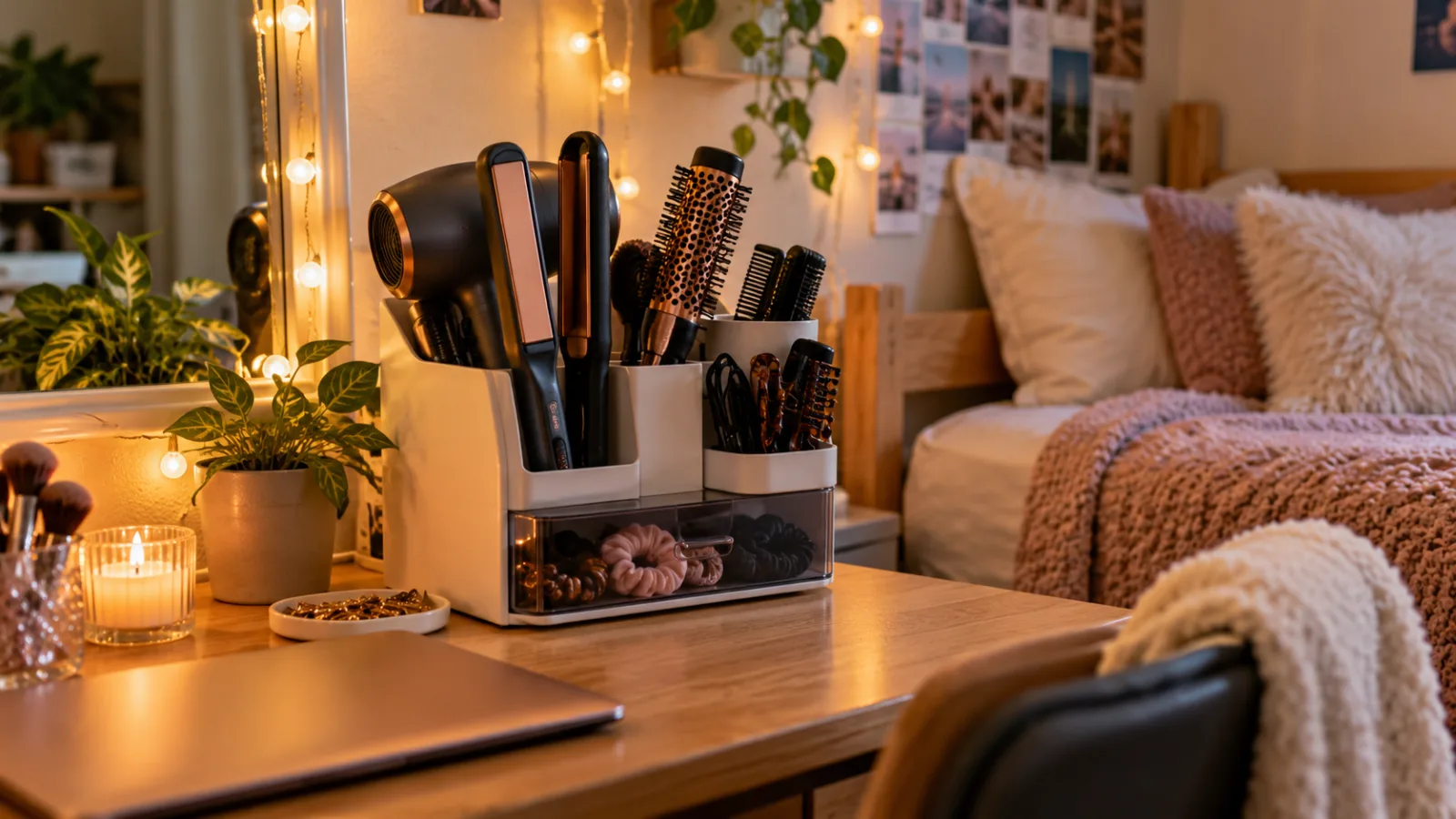 Dorm and apartment hair tool organizer ideas