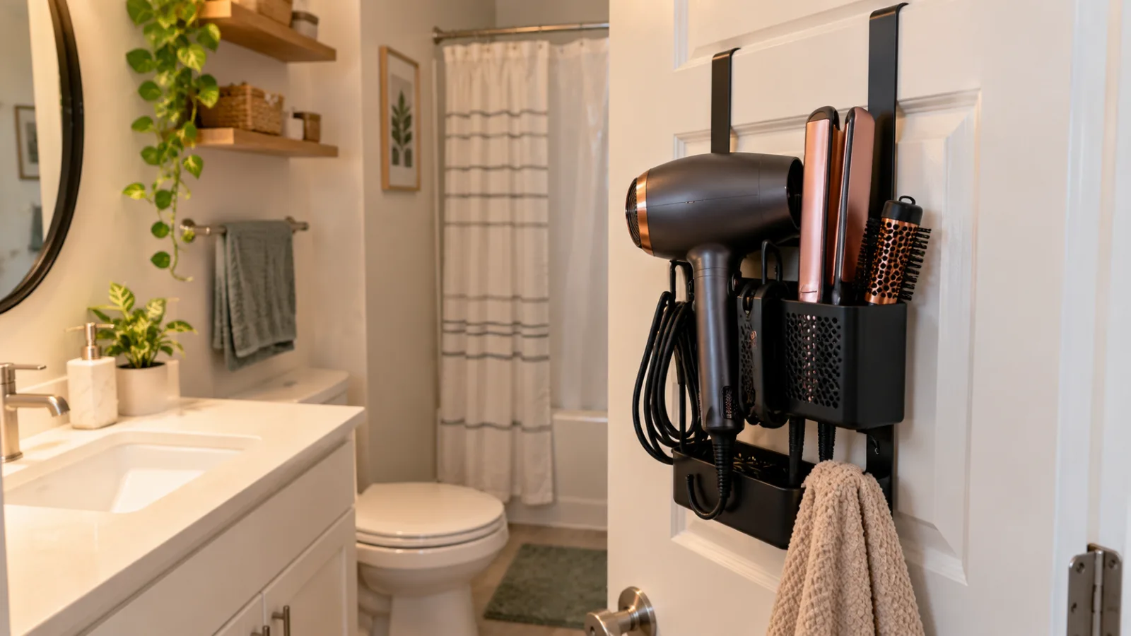 Dorm and apartment hair tool organizer ideas