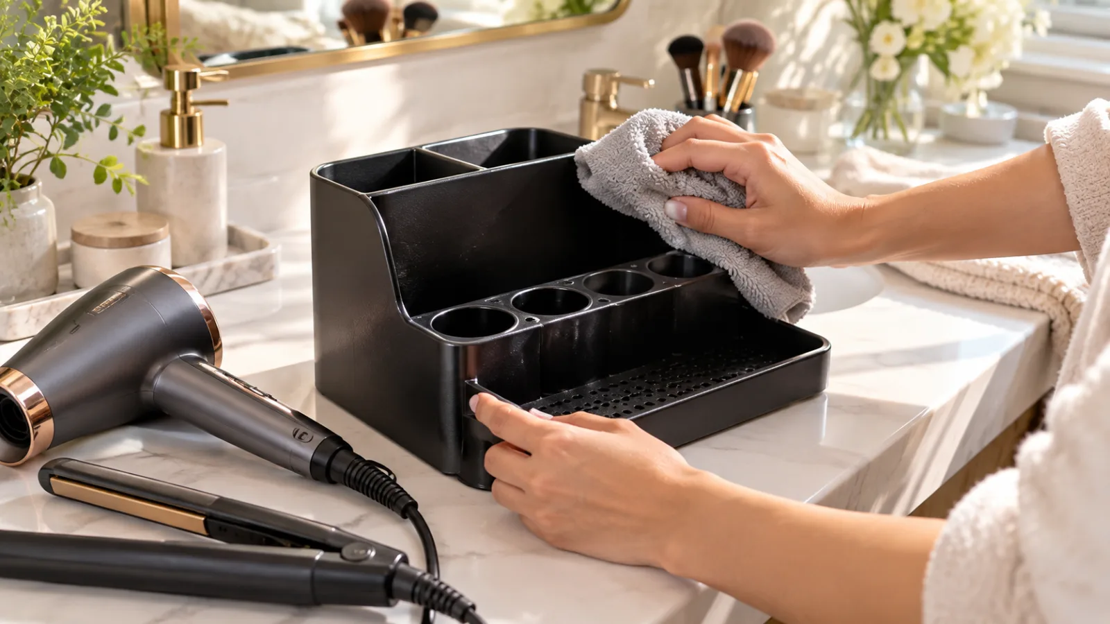 How to clean a hair tool organizer
