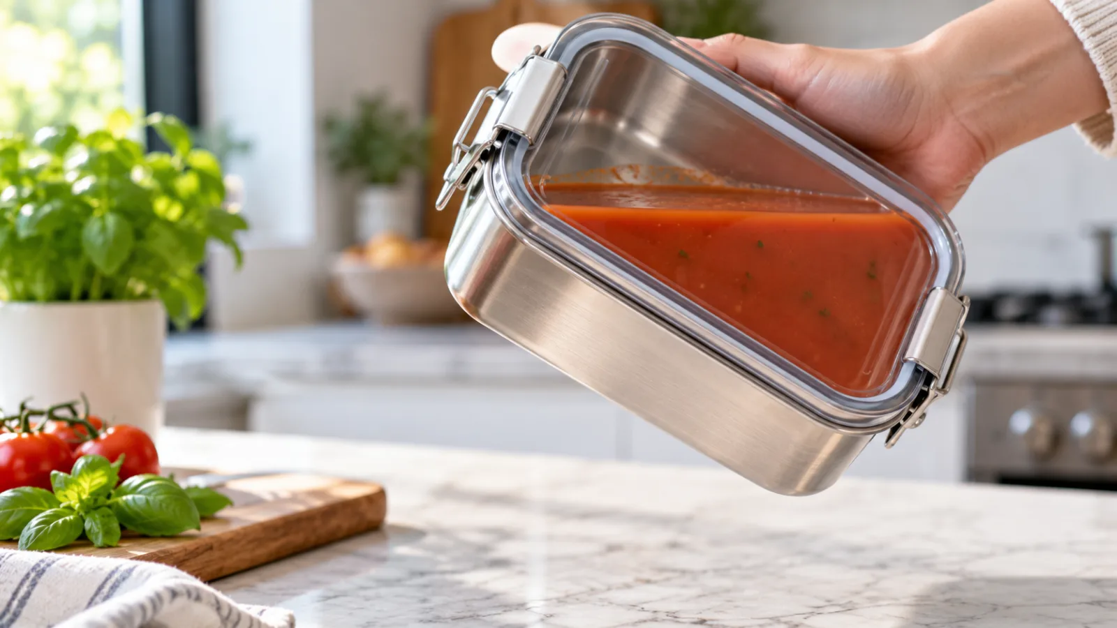 Leak-proof stainless steel containers