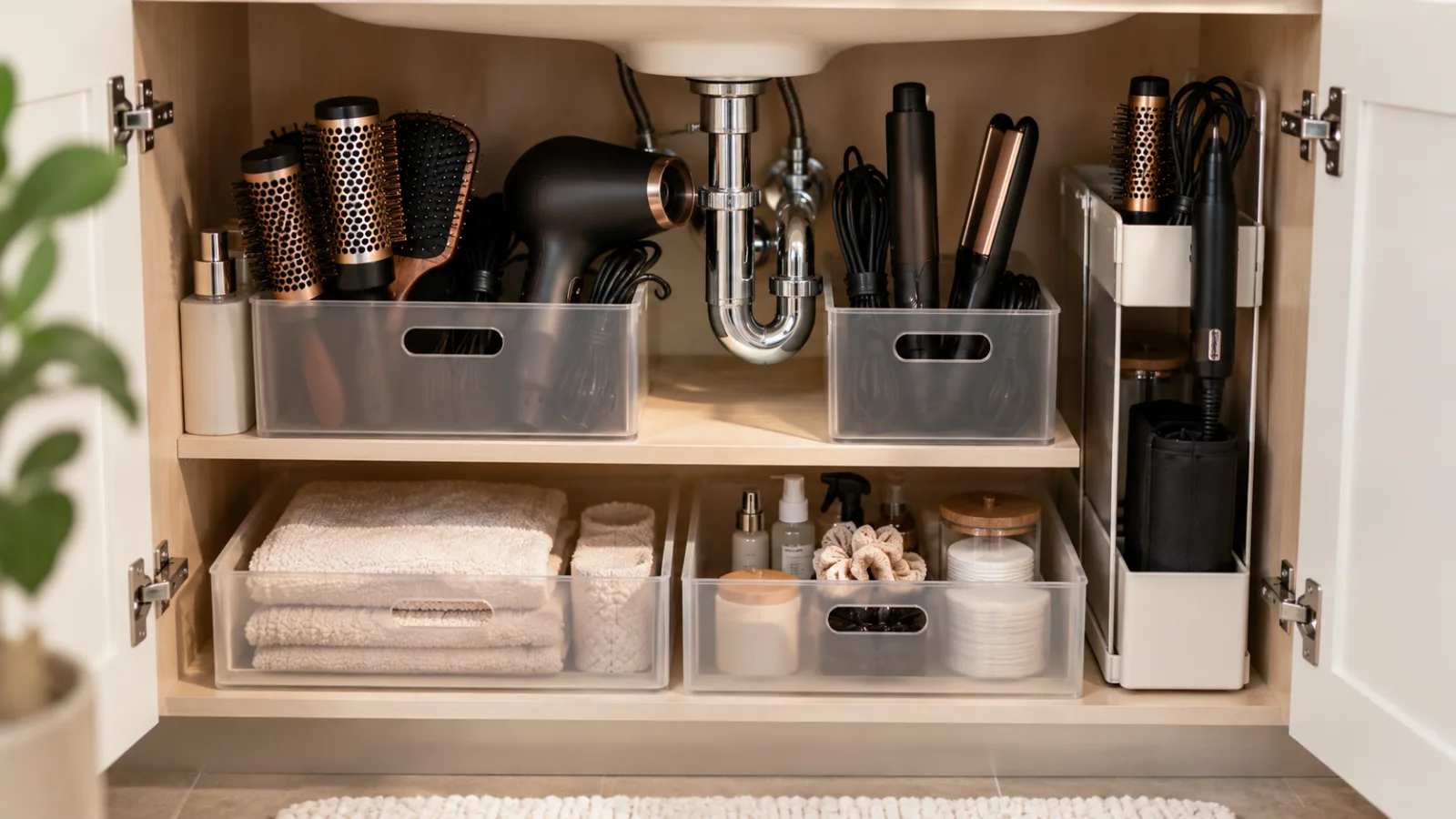 Under-sink hair tool storage